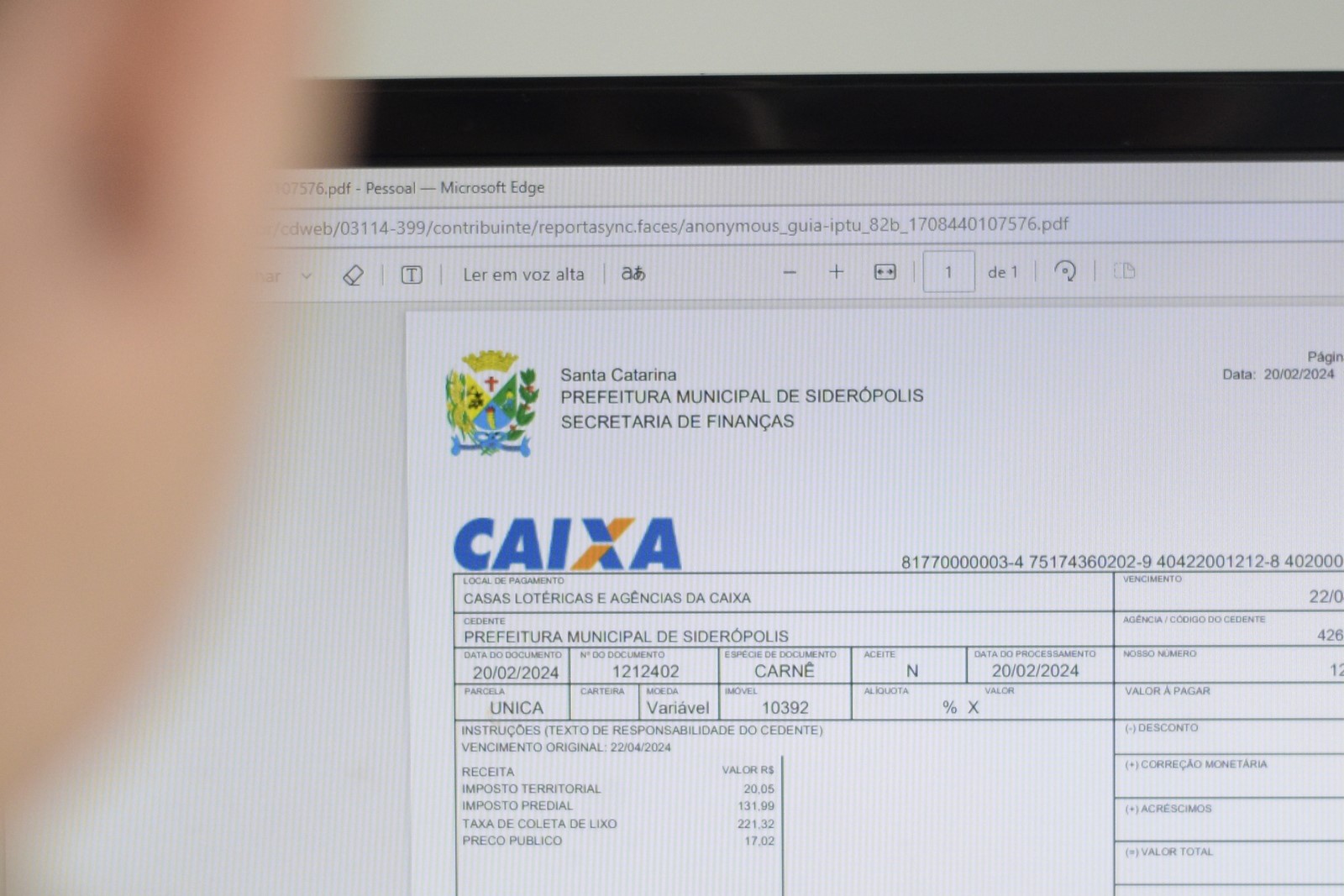 Guias de IPTU 2024 já estão disponíveis na cidade de Siderópolis