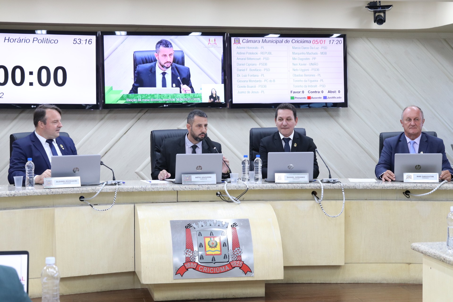 Legislativo de Criciúma elege nova Mesa Diretora para 2026