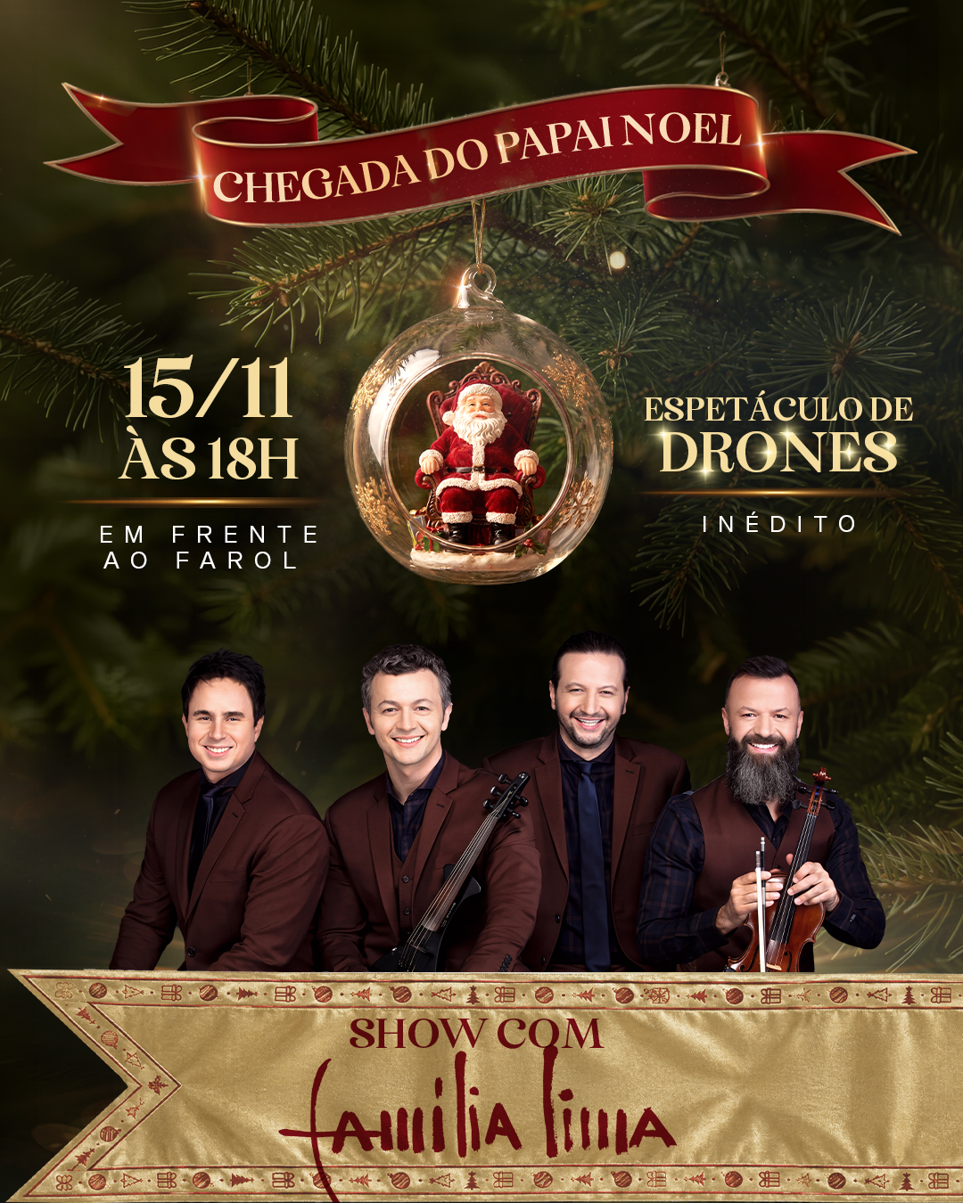Natal: show gratuito da Família Lima, espetáculo inédito no Farol Shopping